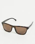 Emporio Armani Square Sunglasses In Tortoise Shell-brown