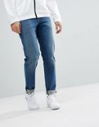 Asos Design Slim Jeans In Mid Wash Blue - Blue