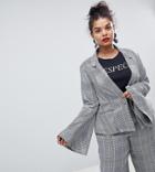 Unique 21 Hero Plus Fitted Blazer With Flared Sleeves In Prince Of Wales Check Co-ord - Gray