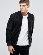 Jack & Jones Suede Bomber Jacket - Black