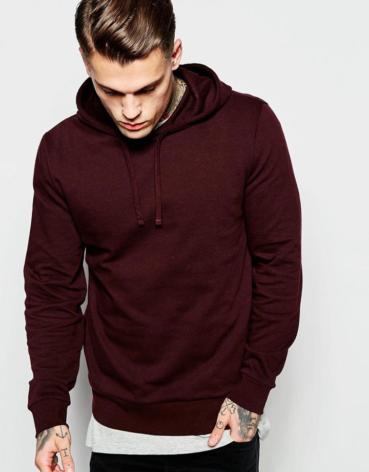 Asos Hoodie In Burgundy - Burgundy