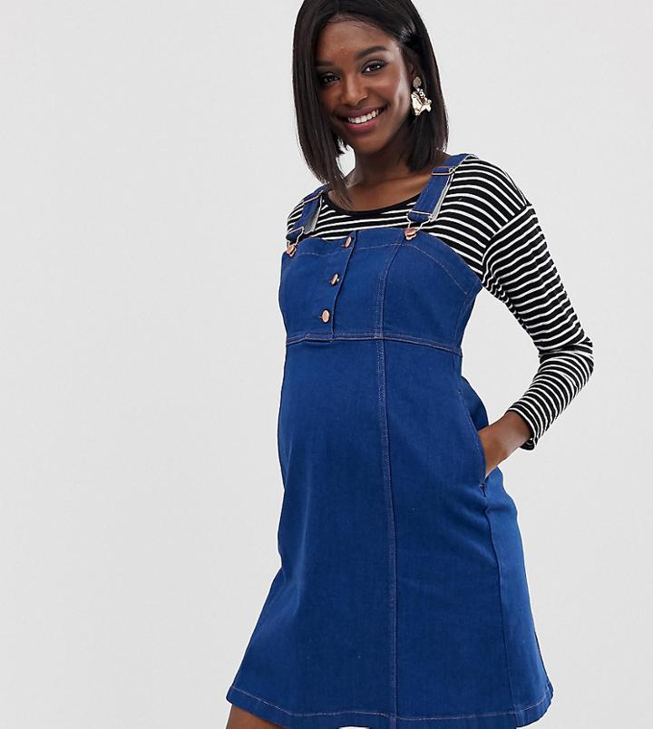 Gebe Maternity Denim Pinny Dress - Blue