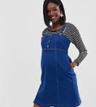 Gebe Maternity Denim Pinny Dress - Blue