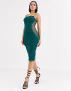 Asos Design Lace Contour Midi Dress-green