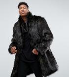 Asos Tall Faux Fur Overcoat In Brown - Brown