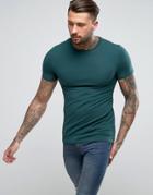 Asos Extreme Muscle Fit Crew Neck T-shirt In Green - Green