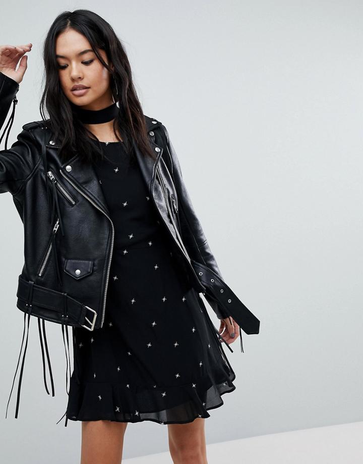 Blank Nyc Tassel Hem Biker Jacket - Black