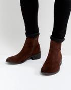 Walk London Nial Suede Zip Heeled Boots - Brown