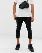 Asos Design Skinny Super Cropped Chinos In Black - Black