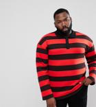 Sixth June Plus Oversized Rugby Polo Shirt In Black With Red Stripes - Black