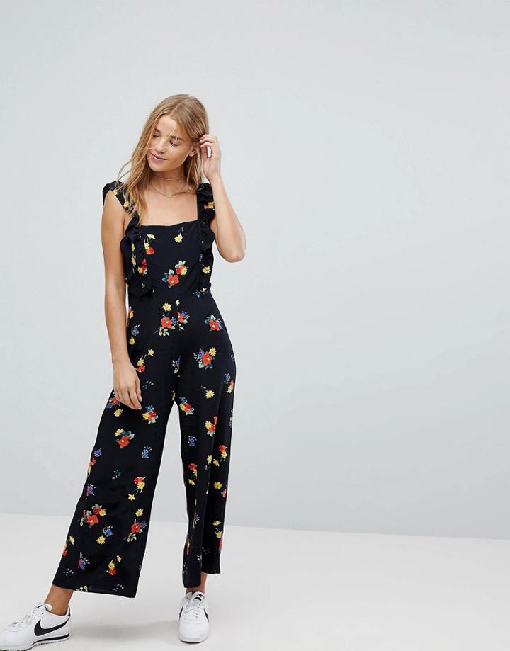 Nobody's Child Jumpsuit In Floral - Black