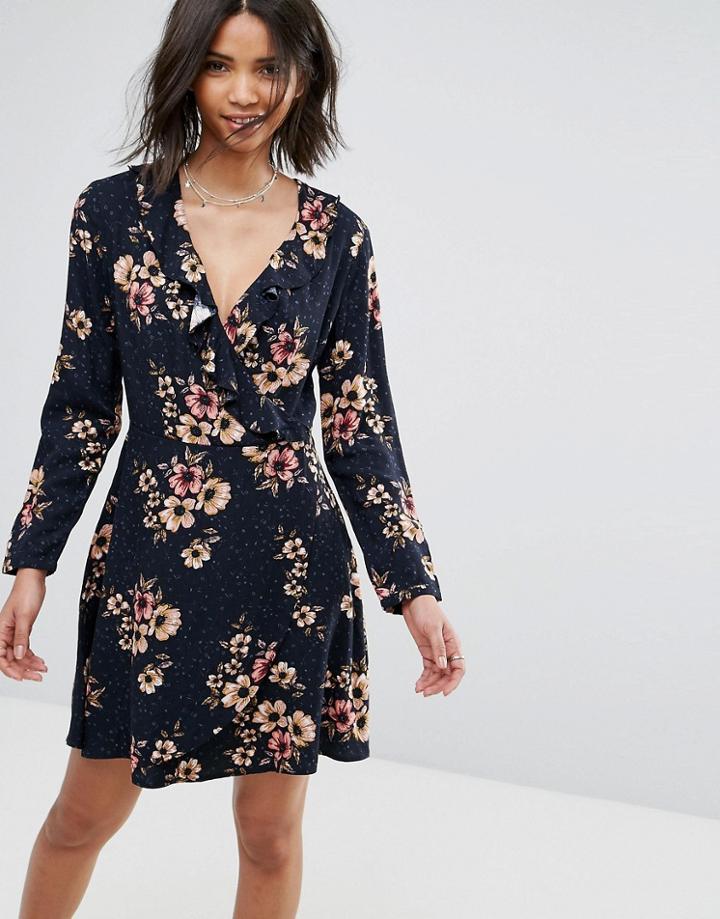 Only Wrap Front Skater Dress - Blue