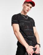 Armani Exchange Printed Logo T-shirt In Black