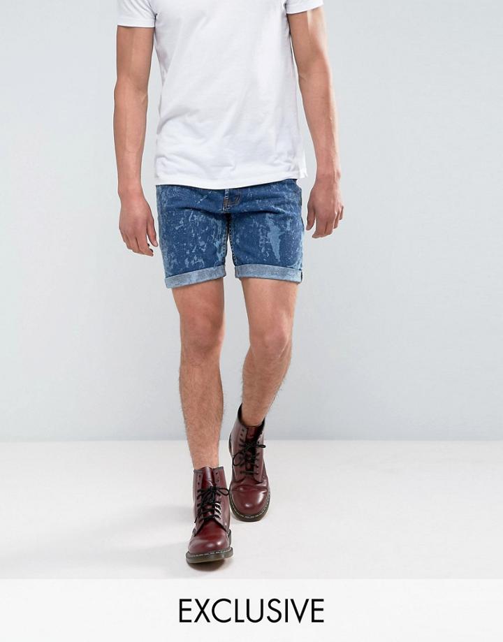 Reclaimed Vintage Revived Levis Shorts With Bleach Wash - Blue