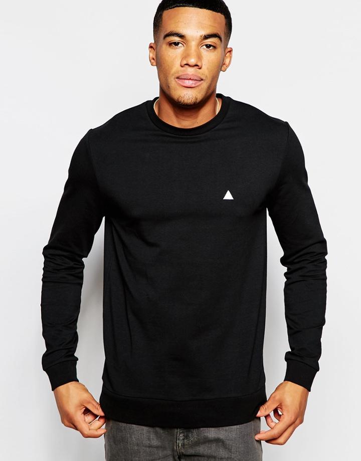Asos Muscle Sweatshirt With Embroidery In Black - Black