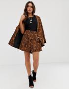 Asos Design Snake Print Suit Shorts - Multi