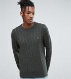 Farah Ludwig Cable Knit Sweater In Green Marl - Green