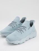Asos Design Knit Running Sneakers With Chunky Sole In Blue-blues