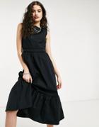 Oasis Structured Midi Dress In Black