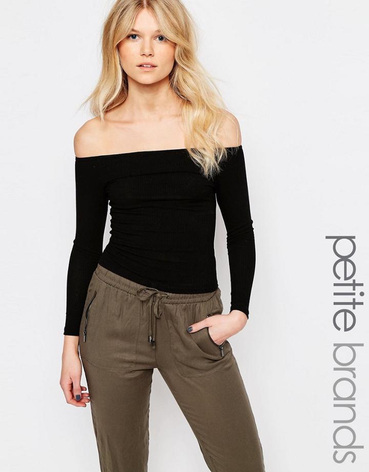 New Look Petite Bardot Top - Black
