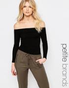 New Look Petite Bardot Top - Black