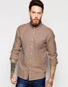 Asos Herringbone Shirt In Linen Mix With Long Sleeves - Pink