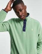 Polo Ralph Lauren Player Logo Polar Fleece Half Zip Sweatshirt In Green