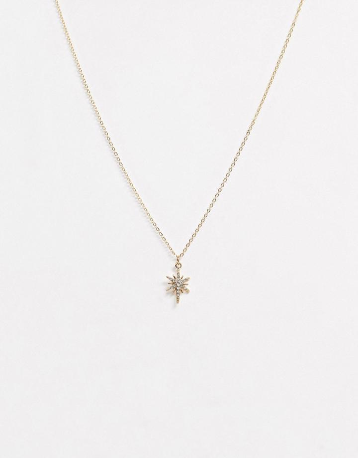 Pieces Diamanate Star Pendant Necklace-gold