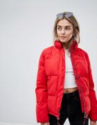 Lee Padded Jacket With Drawstring Detail - Red