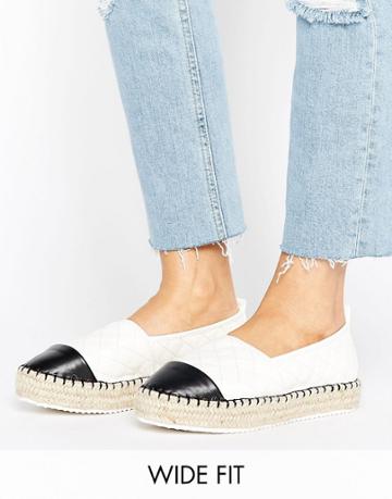 Lost Ink Wide Fit Quilt Flatform Espadrilles - White
