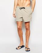 Asos Short Length Swim Shorts In Stone - Stone