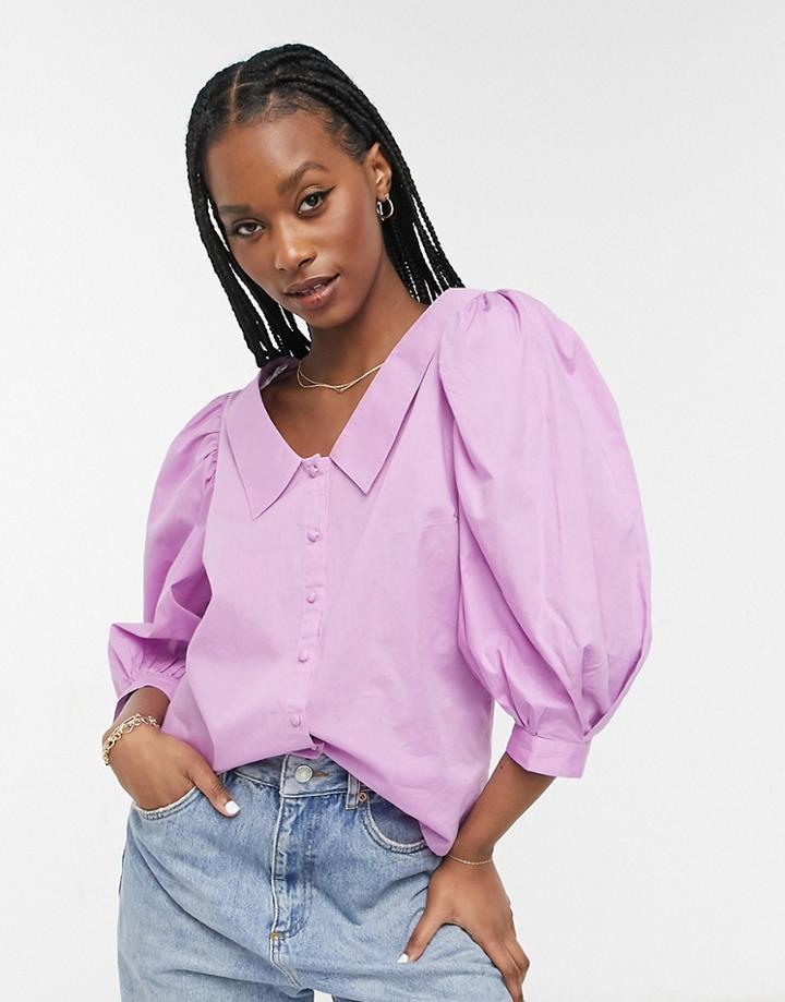 Vila Blouse With Balloon Sleeves In Purple