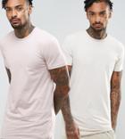 Asos Design Muscle Fit Longline T-shirt 2 Pack - Multi