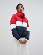 Brave Soul Union Padded Coat In Color Block - Multi