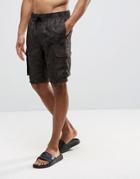 Bravesoul Cargo Swim Shorts In Camo - Green