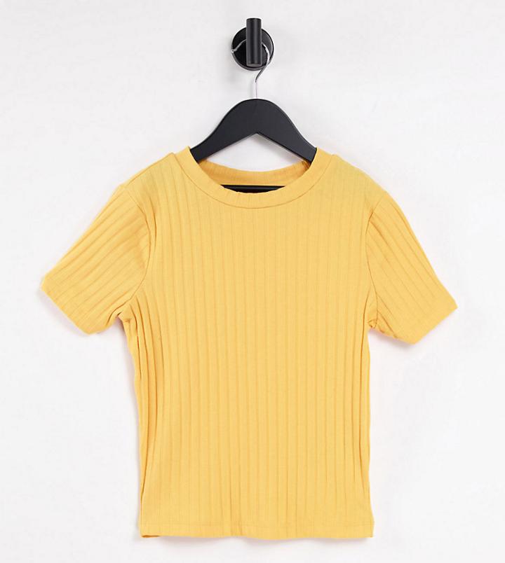 Asos Design Tall Slim Fit T-shirt In Rib In Marigold-orange