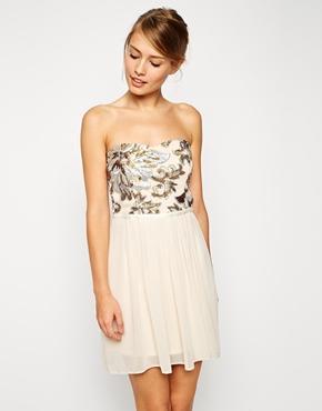 Asos Sequin Bodice Mini Dress - Multi/nude