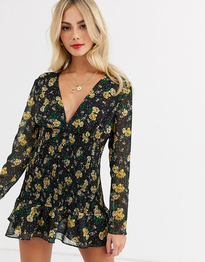 Talulah Stardust Long Sleeve Floral Mini Dress-multi