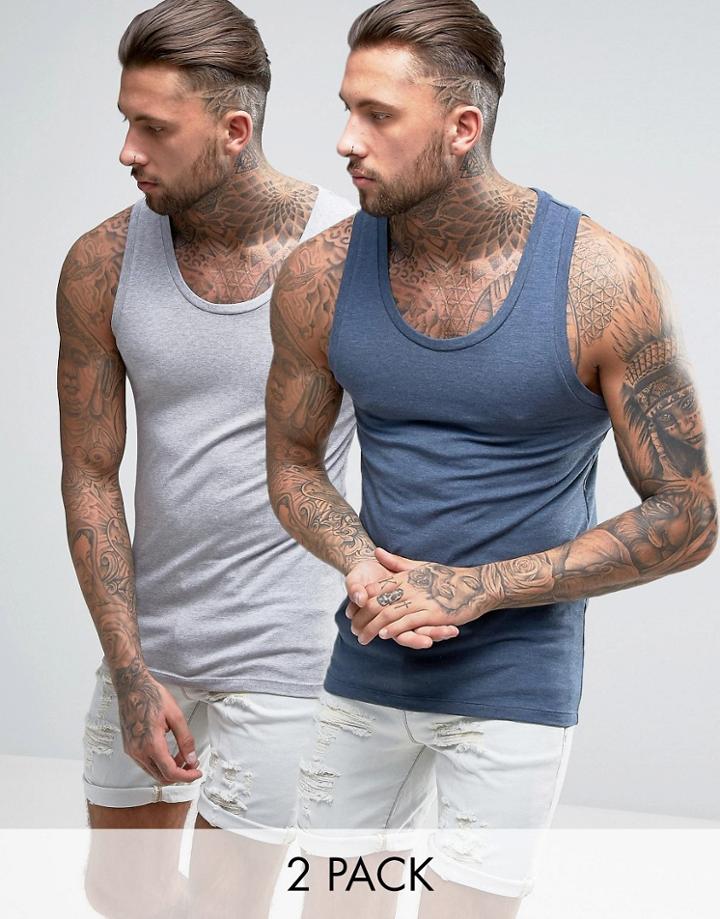 Asos Muscle Fit Tank 2 Pack Save - Multi