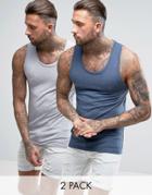 Asos Muscle Fit Tank 2 Pack Save - Multi