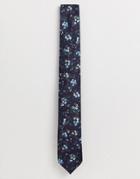 Selected Homme Slim Tie In Navy Floral - Navy