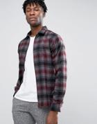 Selected Homme Plus Check Shirt Jacket With Zip Front - Gray