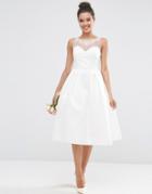 Asos Bridal Crystal Sweetheart Midi Prom Dress - White