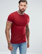 Asos T-shirt With Contrast Tipping - Red