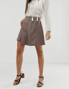 Jdy Houndstooth Zip Through Mini Skirt - Multi