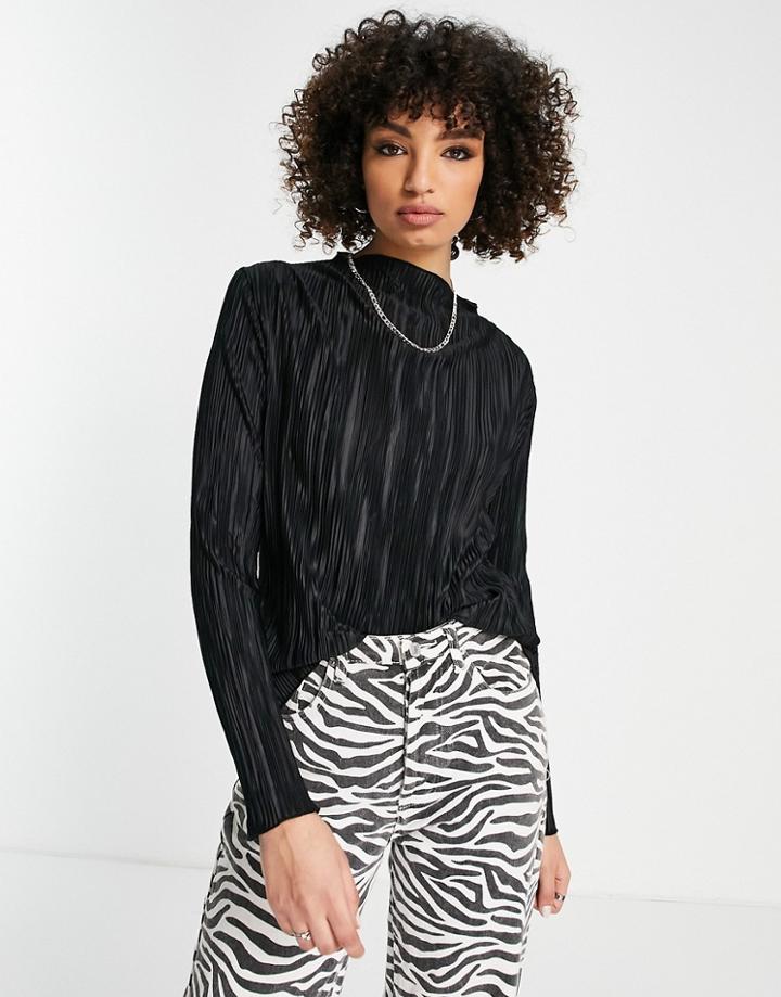 Bolongaro Trevor High Neck Plisse Top In Black - Part Of A Set