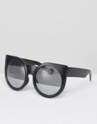 Missguided Round Cateye Half Frame Sunglasses - Black
