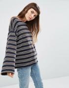 Asos Top In Oversized Boxy Fit In Textured Stripe - Multi