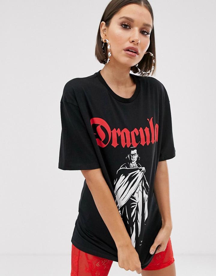 Criminal Damage X Monsters Oversized T-shirt With Dracula Print - Black