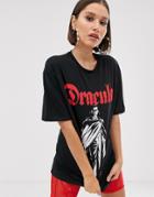 Criminal Damage X Monsters Oversized T-shirt With Dracula Print - Black